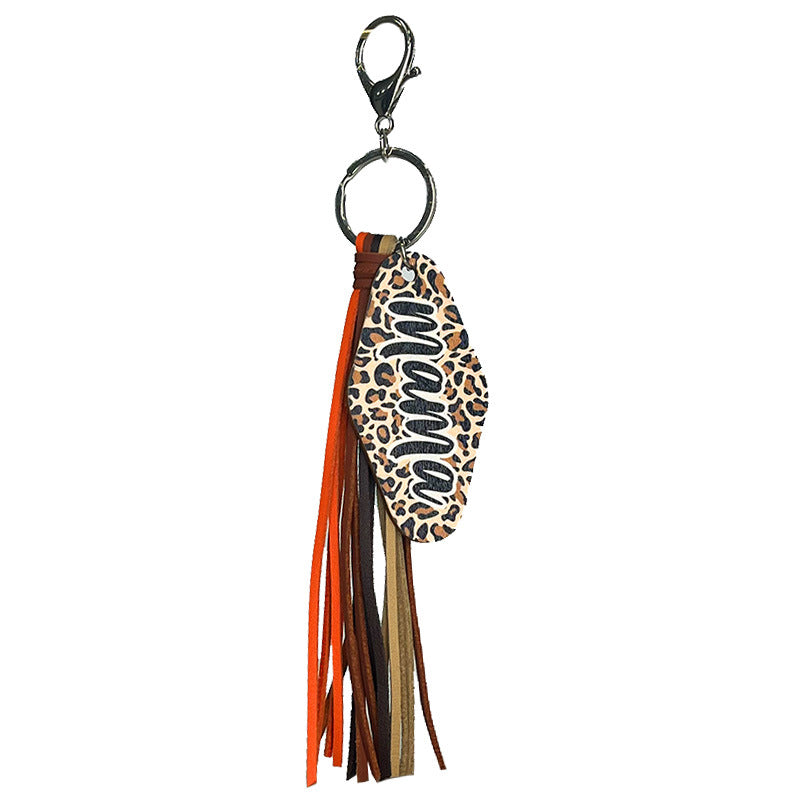 Wholesale 2 Pcs/pack Western Style Leopard Print MAMA Bear Tassel Keychain Mother's Day Gift Lanyard Keychain ACC-KC-HY022