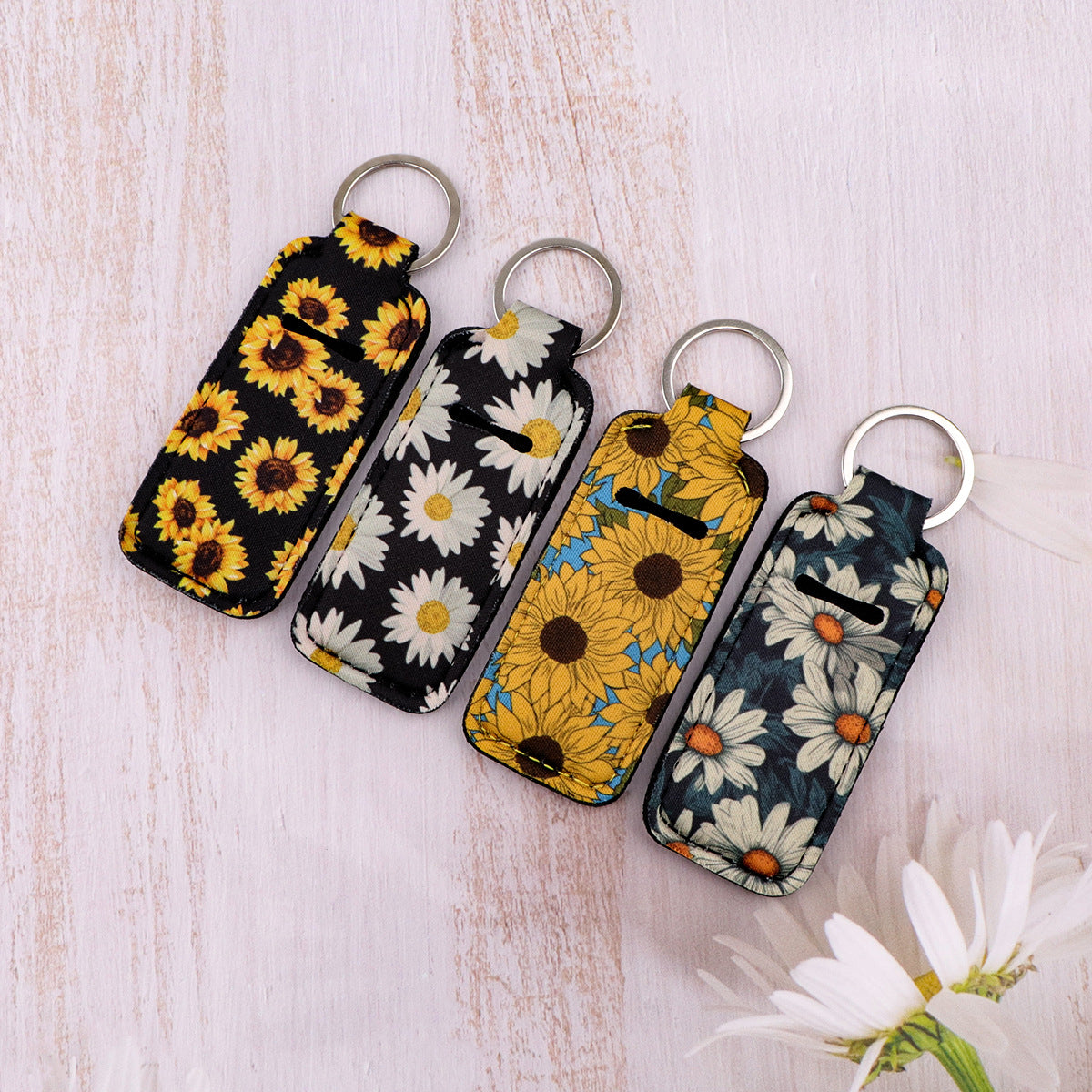 Wholesale 6pcs   Sunflower Daisy Lipstick Set Keychain