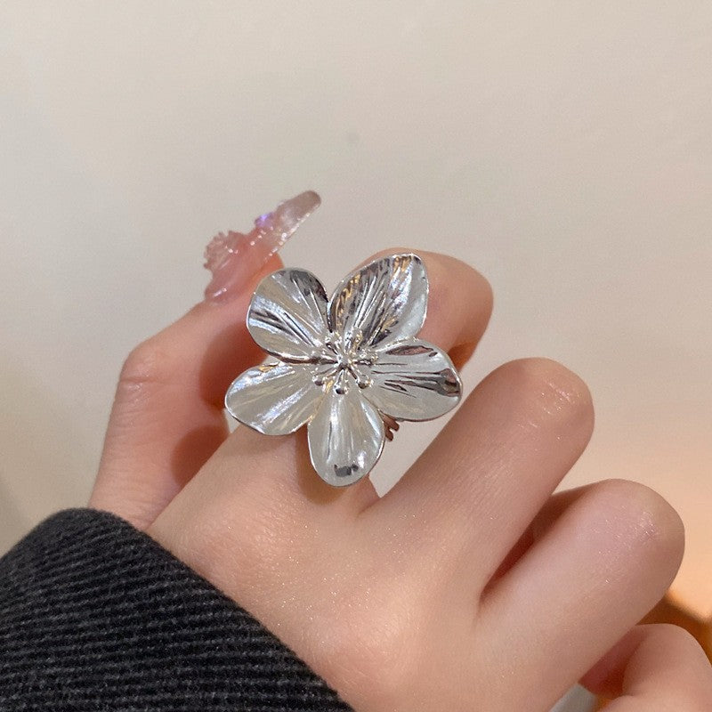 Wholesale electroplated flower open ring