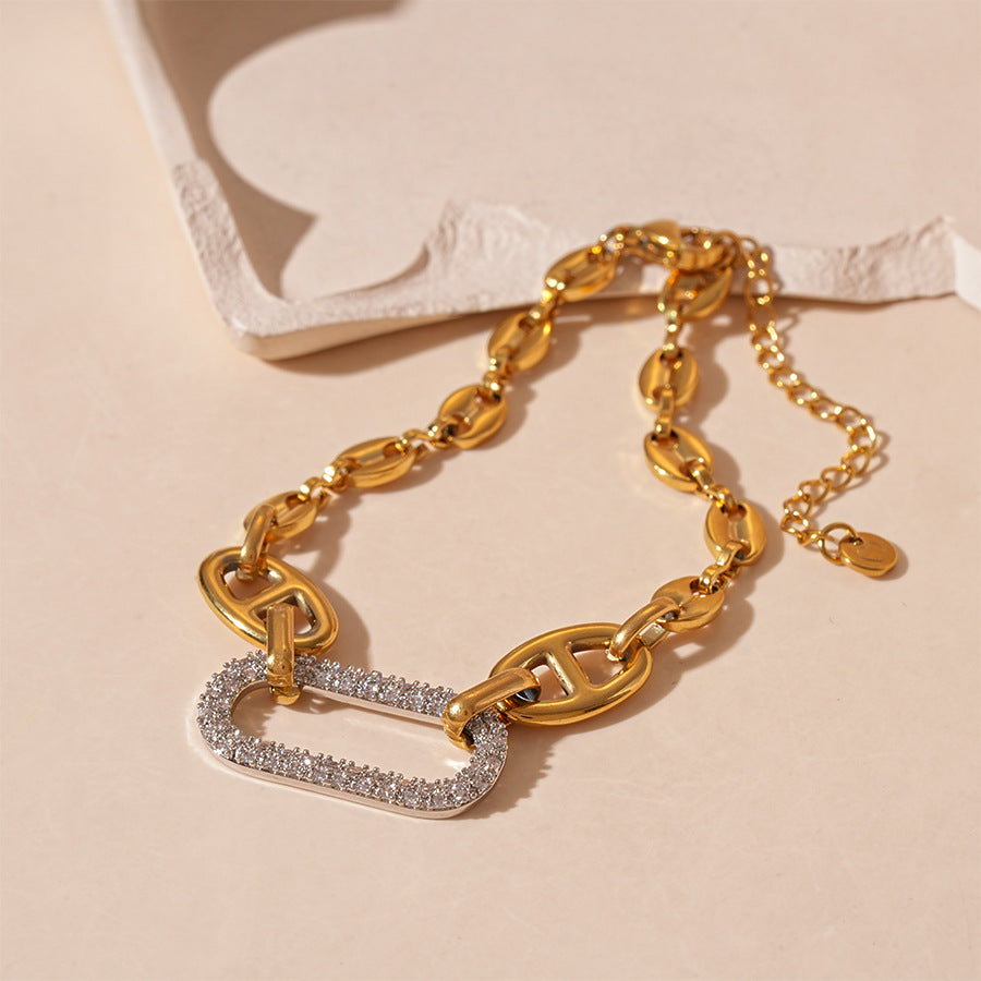 Wholesale  titanium steel metal feeling oval chain bracelet