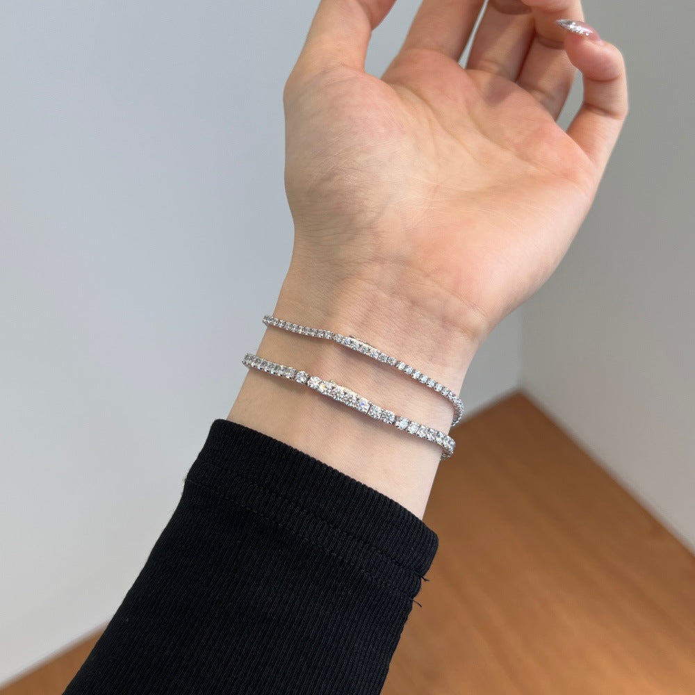 Wholesale 925 Sterling Silver Tennis Bracelet For Women Platinum Color Single Row Stone Clasp Everyday Jewelry Accessory