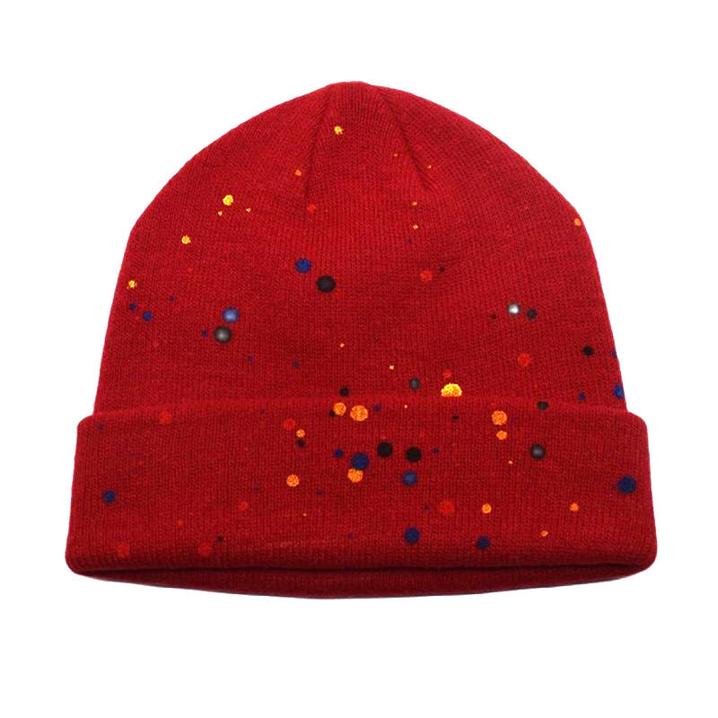 Wholesale  colorful polka dot graffiti knitted hat