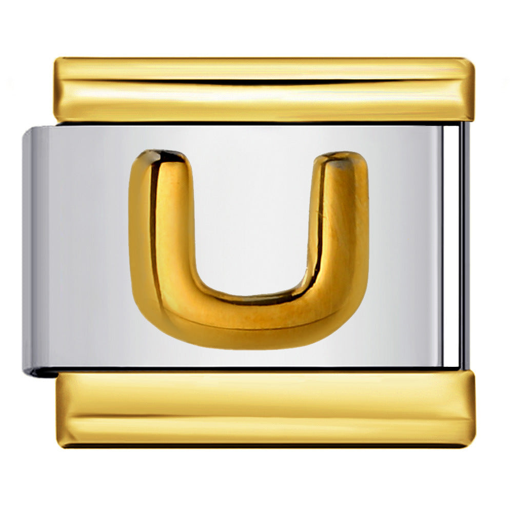 Wholesale Italian Charm Bracelet 9mm DIY Splicing Removable Raised Letters Stainless Steel Composable Bracelet