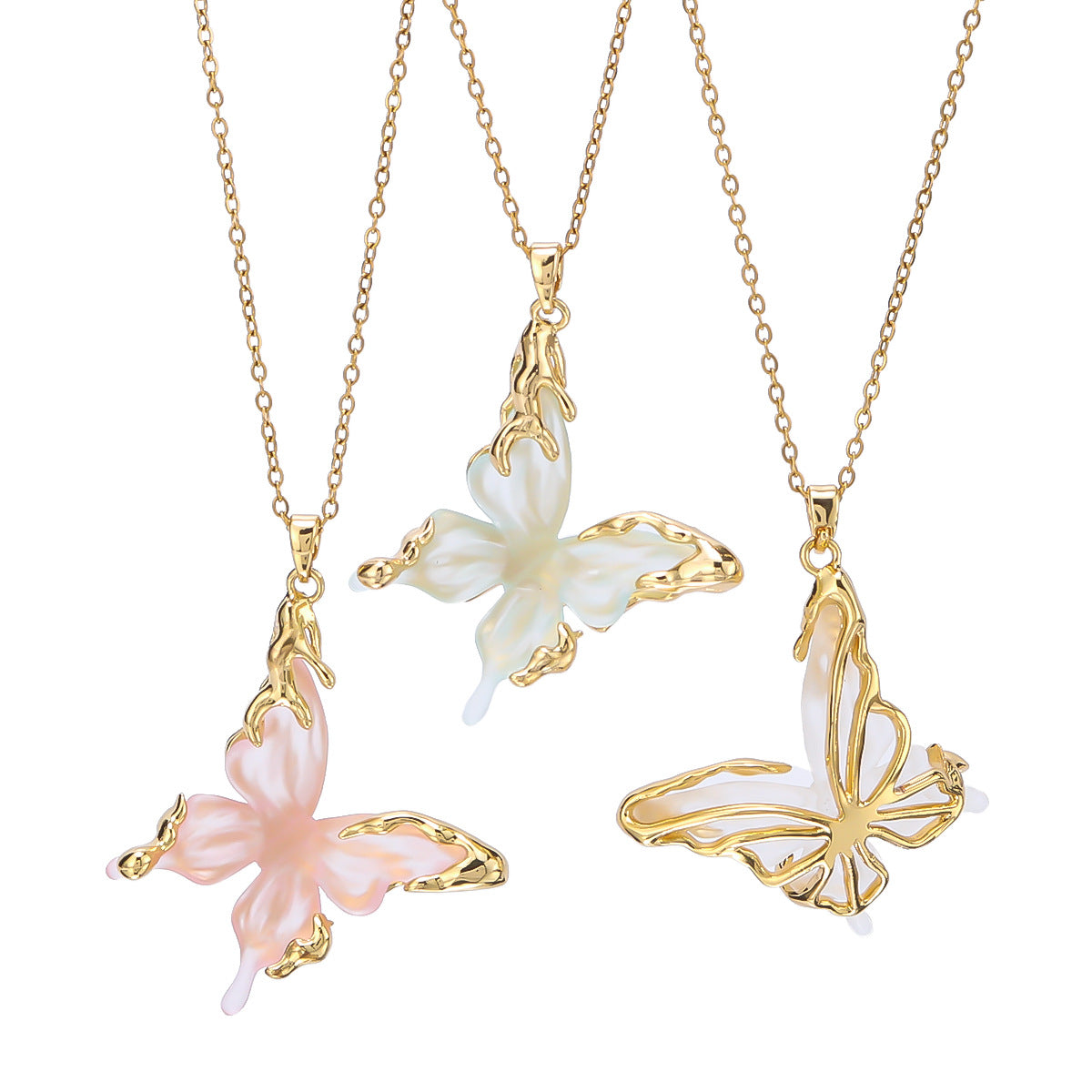 Wholesale Stainless Steel Necklace Copper Butterfly Pendant Necklaces