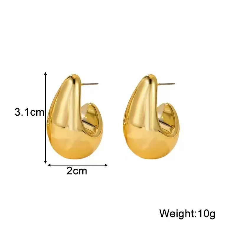 Wholesale Hollow Drop Stud Earrings For Women Chic Golden Alloy Design Everyday Wear Jewelry Accessory