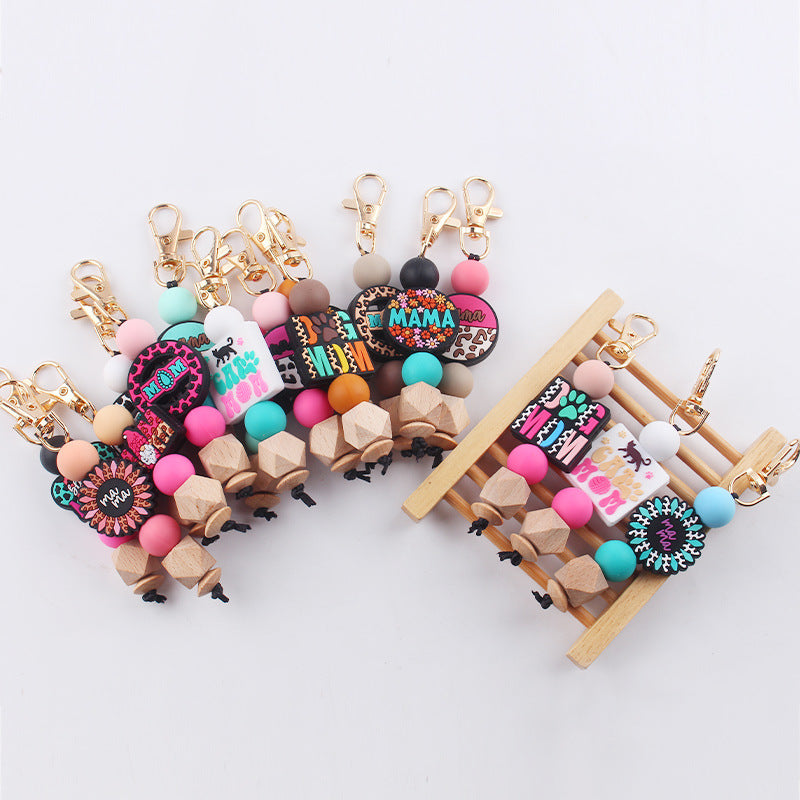 Wholesale MaMa Silicone Beaded Keychain Mother's Day Creative Keychain ACC-KC-GuangTian069