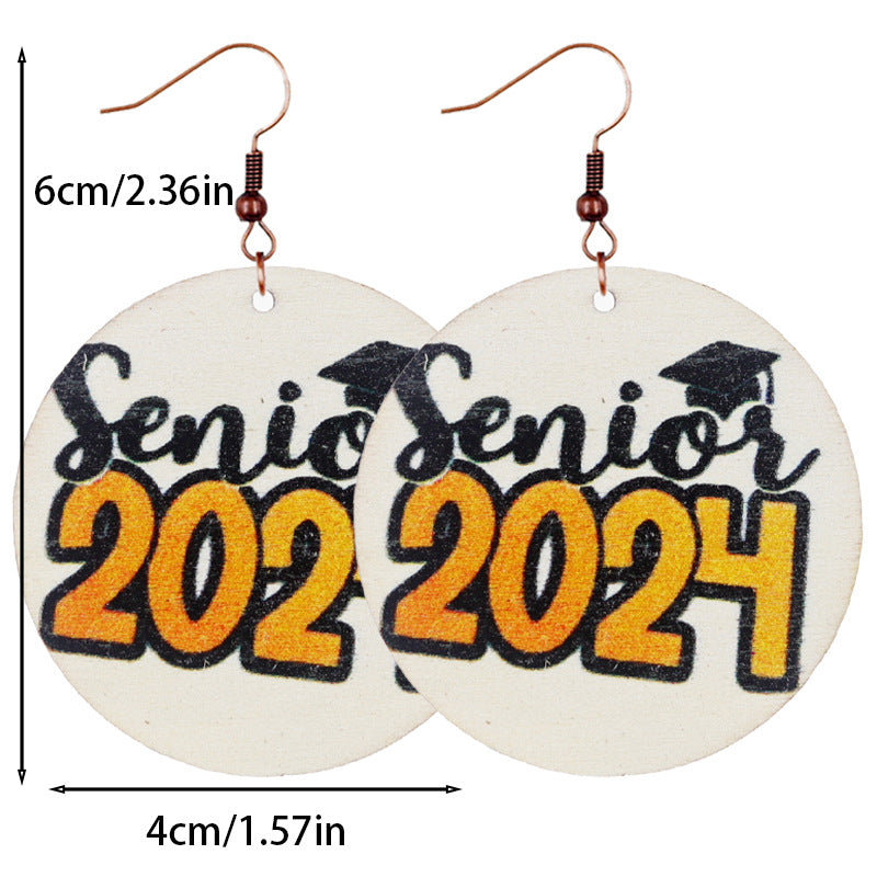 Wholesale Graduation Season Back To School Season Wood Earrings ACC-ES-WeiAn009