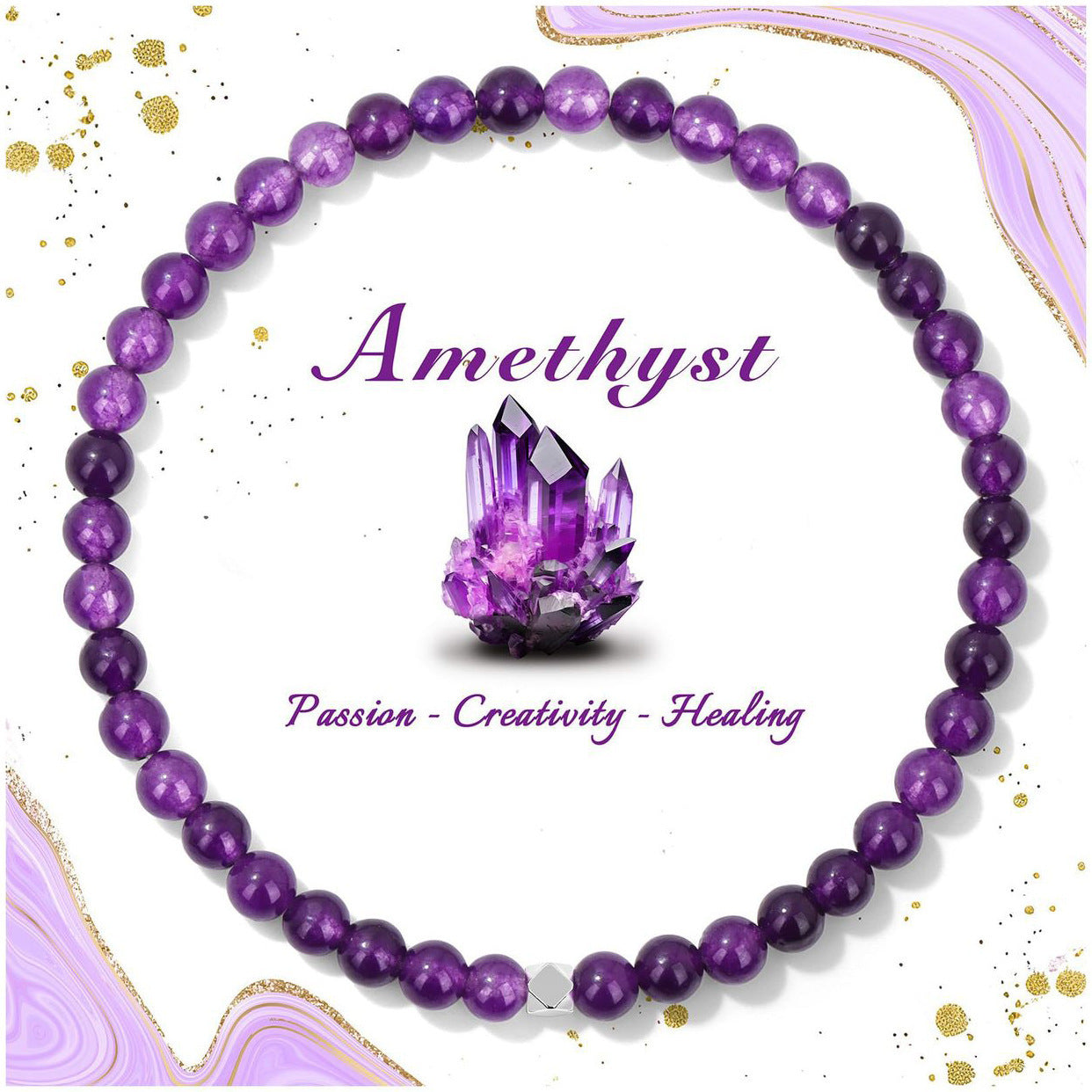 Wholesale Natural Crystal  Stainless Steel Beaded Stretch Rope Bracelet