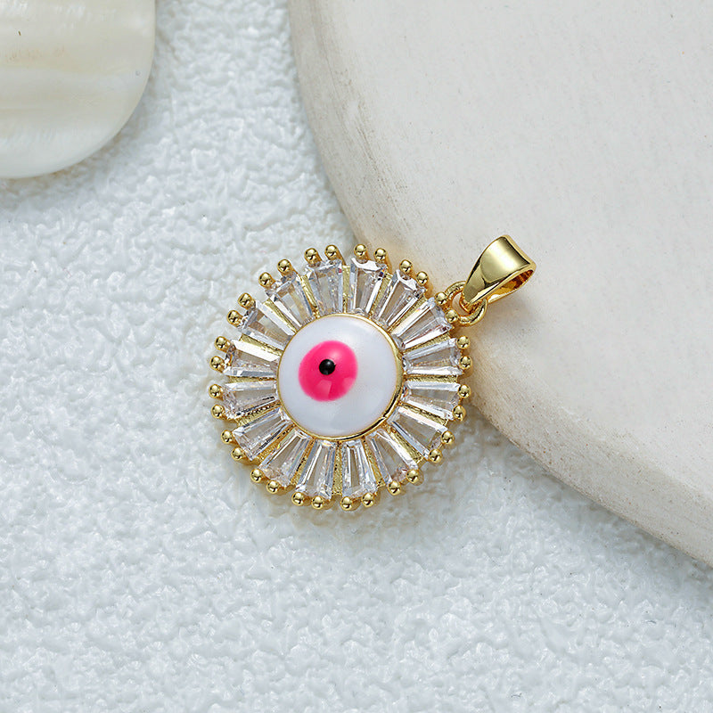 Wholesale Gold Plated Copper Eye Pendant Necklace with Zircon - Trendy Jewelry Accessory for Women