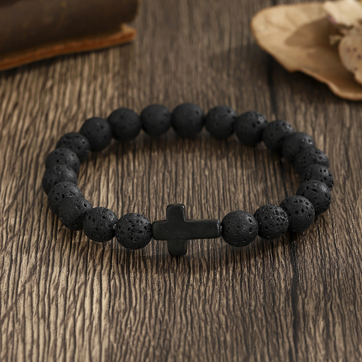Wholesale Turquoise Volcanic Stone Black Gallstone Beaded Elastic Bracelet