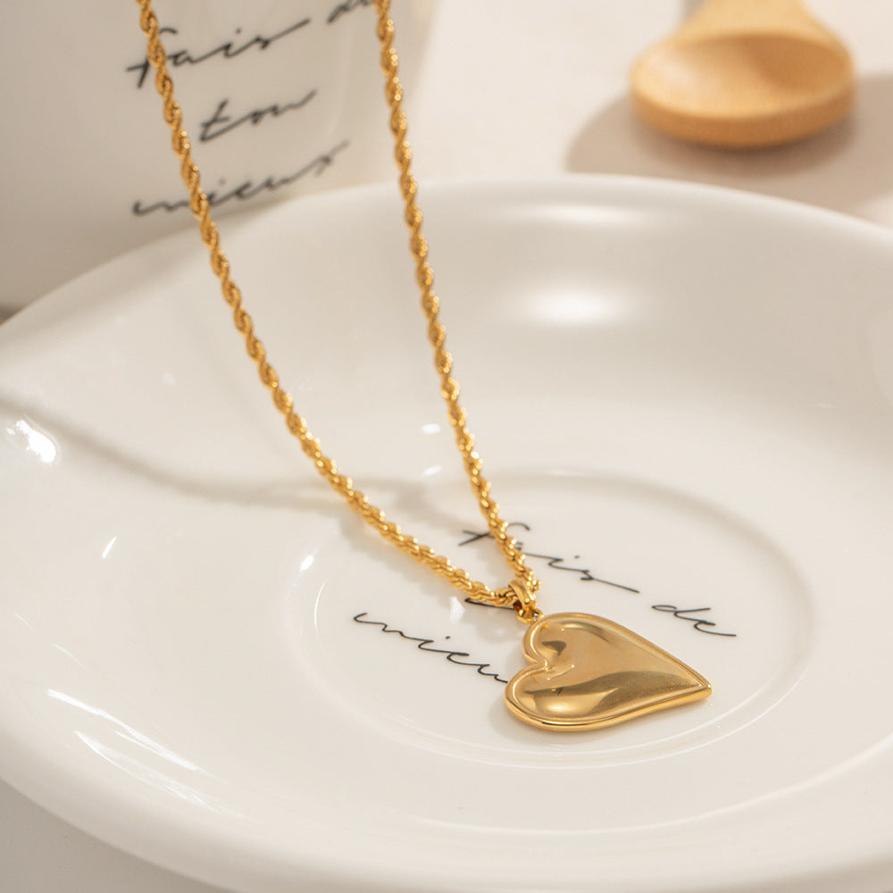 Wholesale Simple Big Heart Pendant Twist Chain Necklaces ACC-NE-WanX003