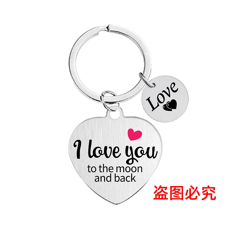 Wholesale Color Printing Family Affection Inspirational Dad Mom Sister Brother Metal Keychain Holiday Gift ACC-KC-Ganggu019
