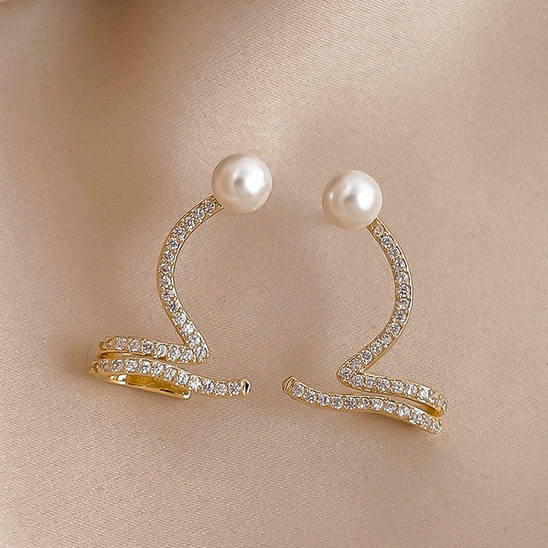 Wholesale Personality Exaggerated Oil Drop Diamond Small Snake Silver Earrings