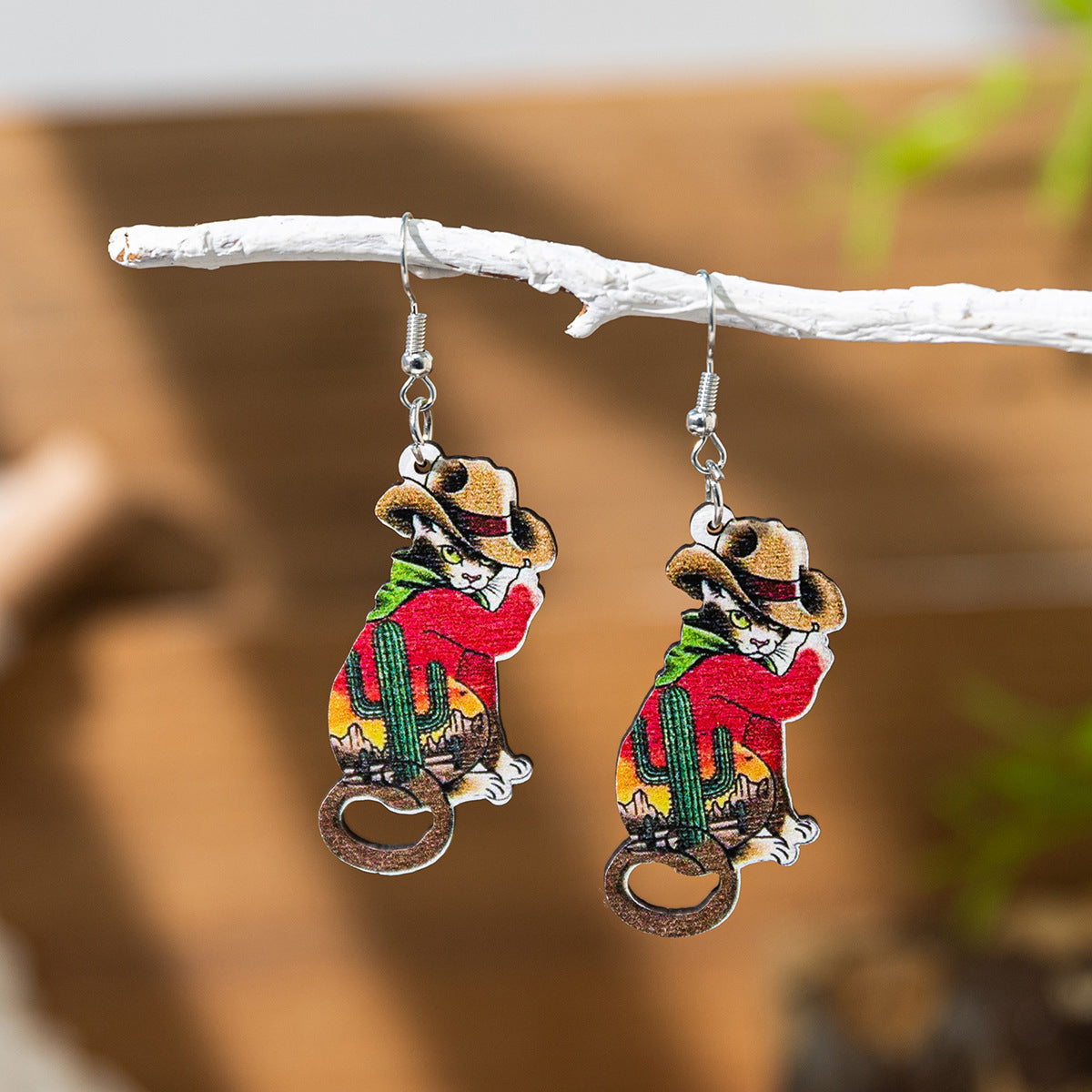 Wholesale Easter Bunny Moon Wooden Earrings