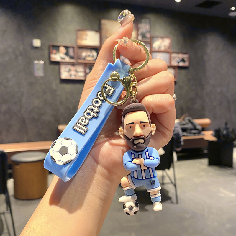 Wholesale World Cup Stars PVC Keychain Figurine Car Key Accessory for Football Fans