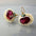 Wholesale  fashion retro new pearl flower inlaid ruby pendant earrings