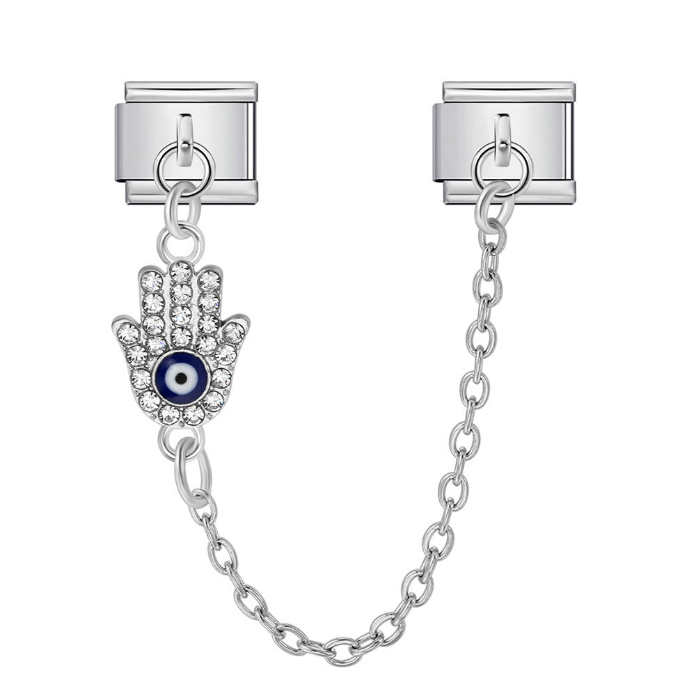 Wholesale  Italian Charm Bracelet 9mm DIY Devil' s Eye Hook Creative Stainless Steel Composable Bracelet