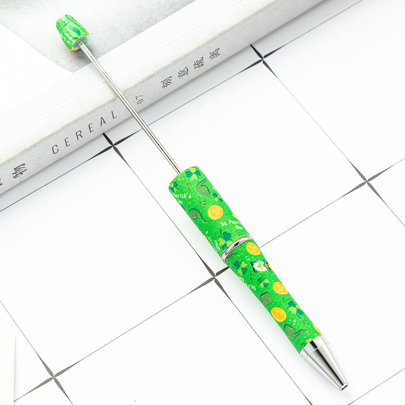 Wholesale Beadable Pens St. Patrick's Day Clover Print DIY Beaded Pens