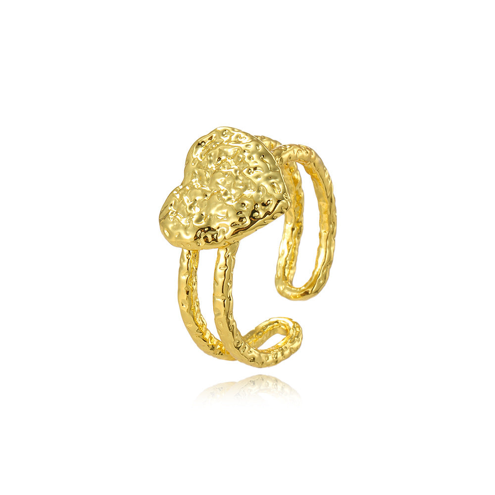 Wholesale Retro style irregular concave and convex heart open ring