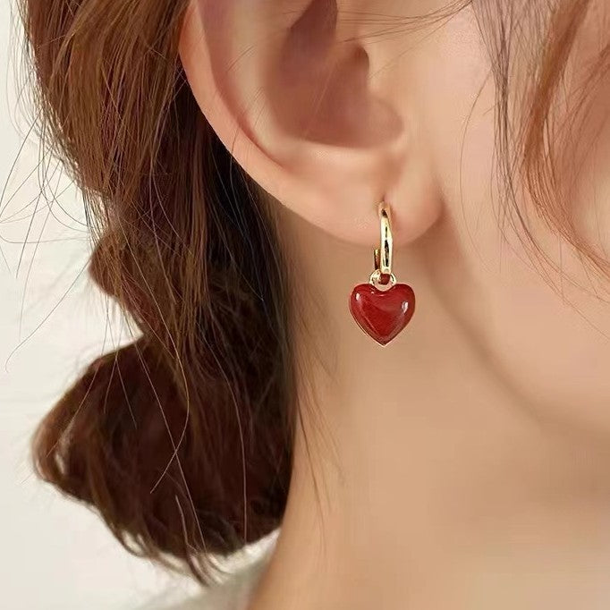 Wholesale red ear clip drip glaze square earrings