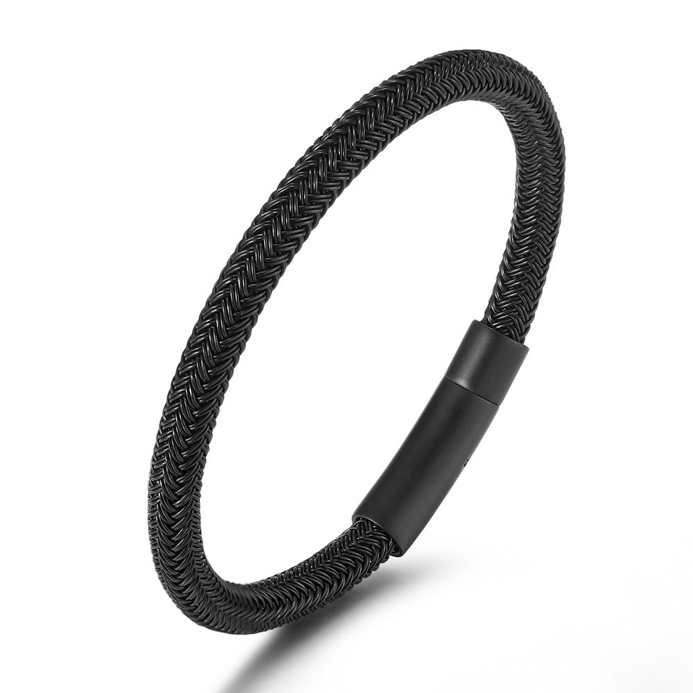 Wholesale wire braided stainless steel electroplated magnetic clasp bracelet