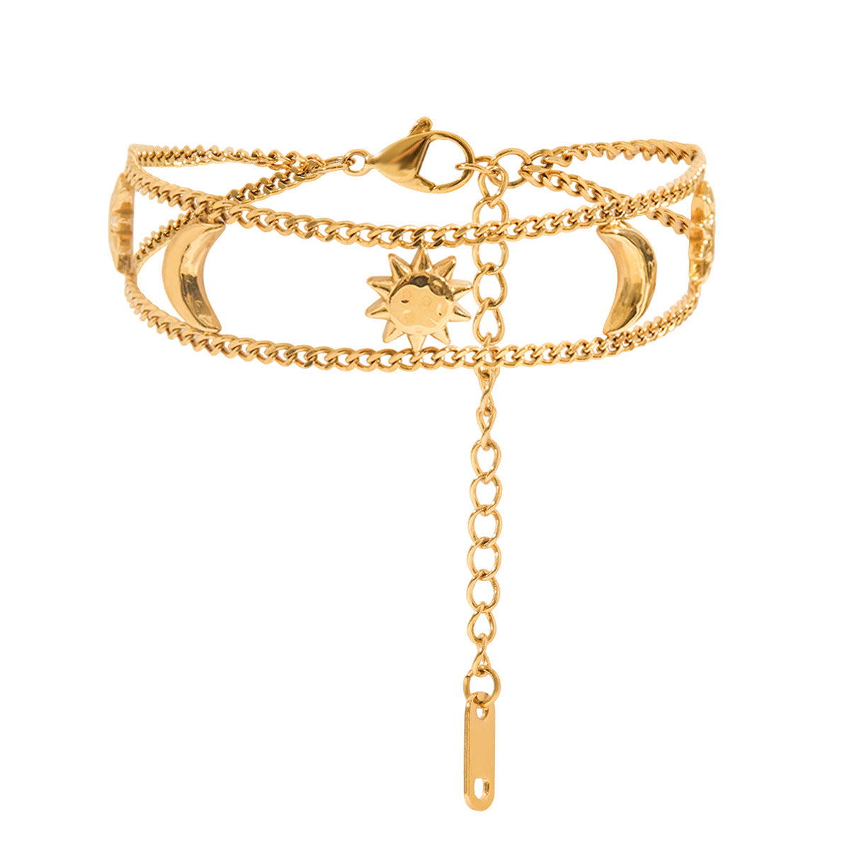 Wholesale  18K Gold Stainless Steel Sun and Moon Bracelet