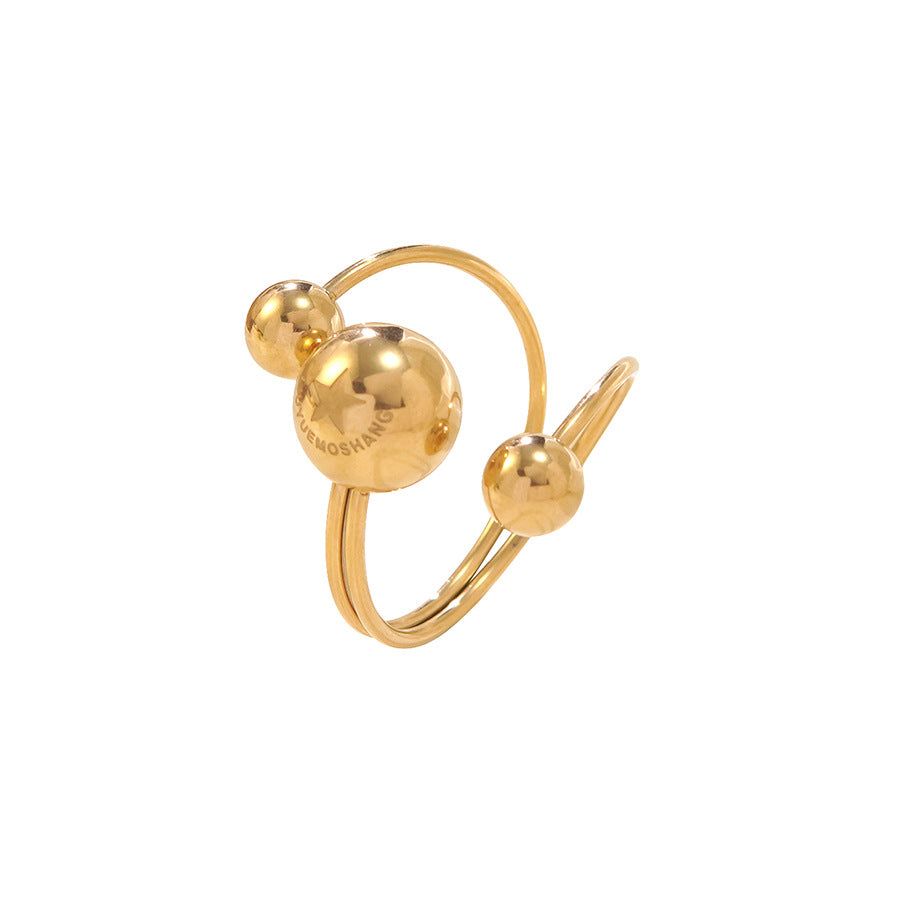 Wholesale stainless steel rings asymmetrical three-ball open rings