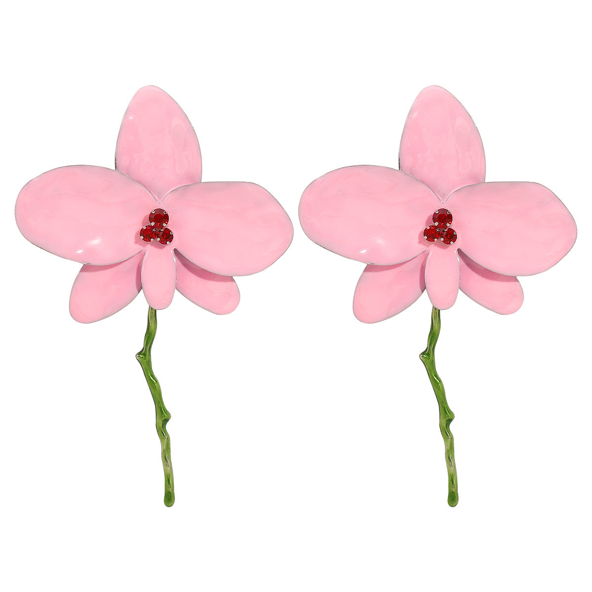 Wholesale enamel petal earrings exaggerated oil drop metal earrings for women