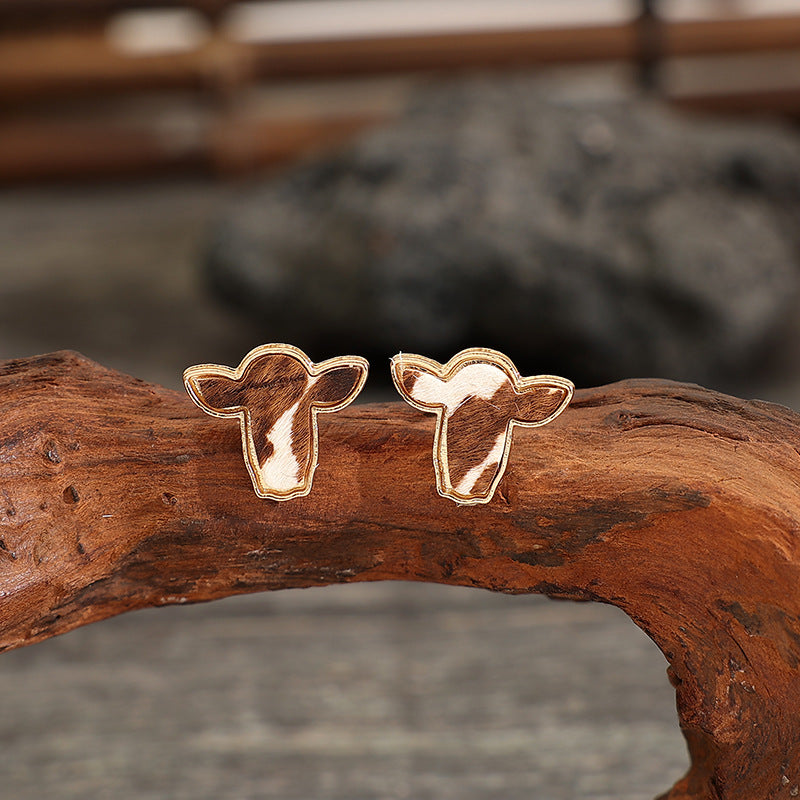 Wholesale  retro Western style cow head earrings