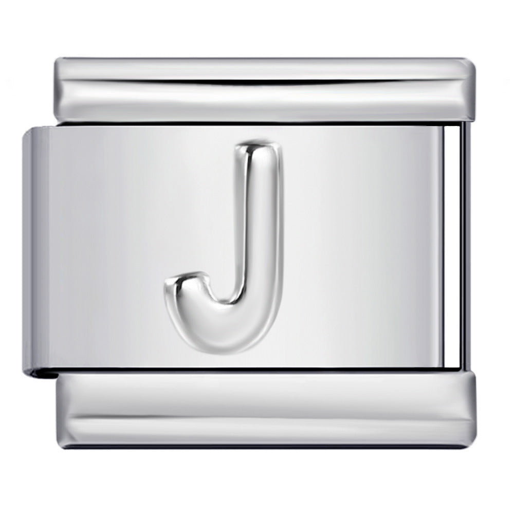 Wholesale  Italian Charm Bracelet 9mm DIY convex 26-letter  Creative Stainless Steel Composable Bracelet