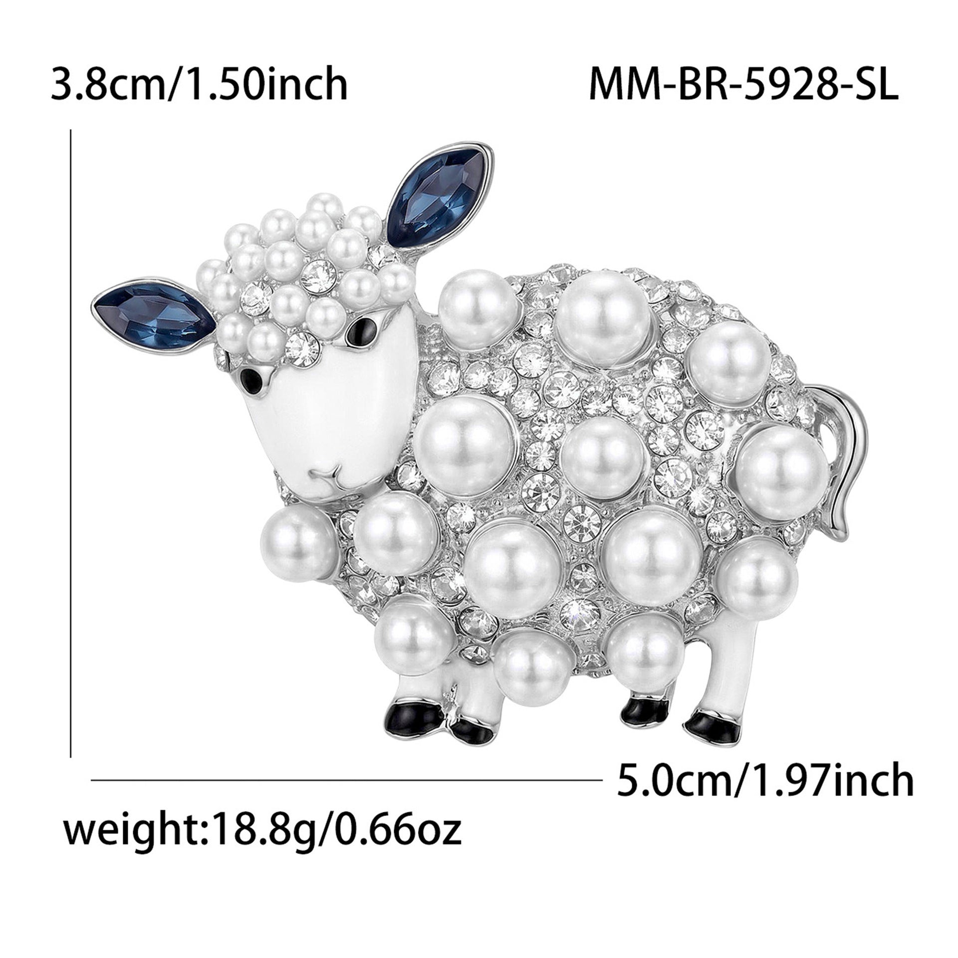 Wholesale Stylish Sheep Brooch With Faux Pearl And Rhinestone For Women Cardigan Coat Fashion Accessory