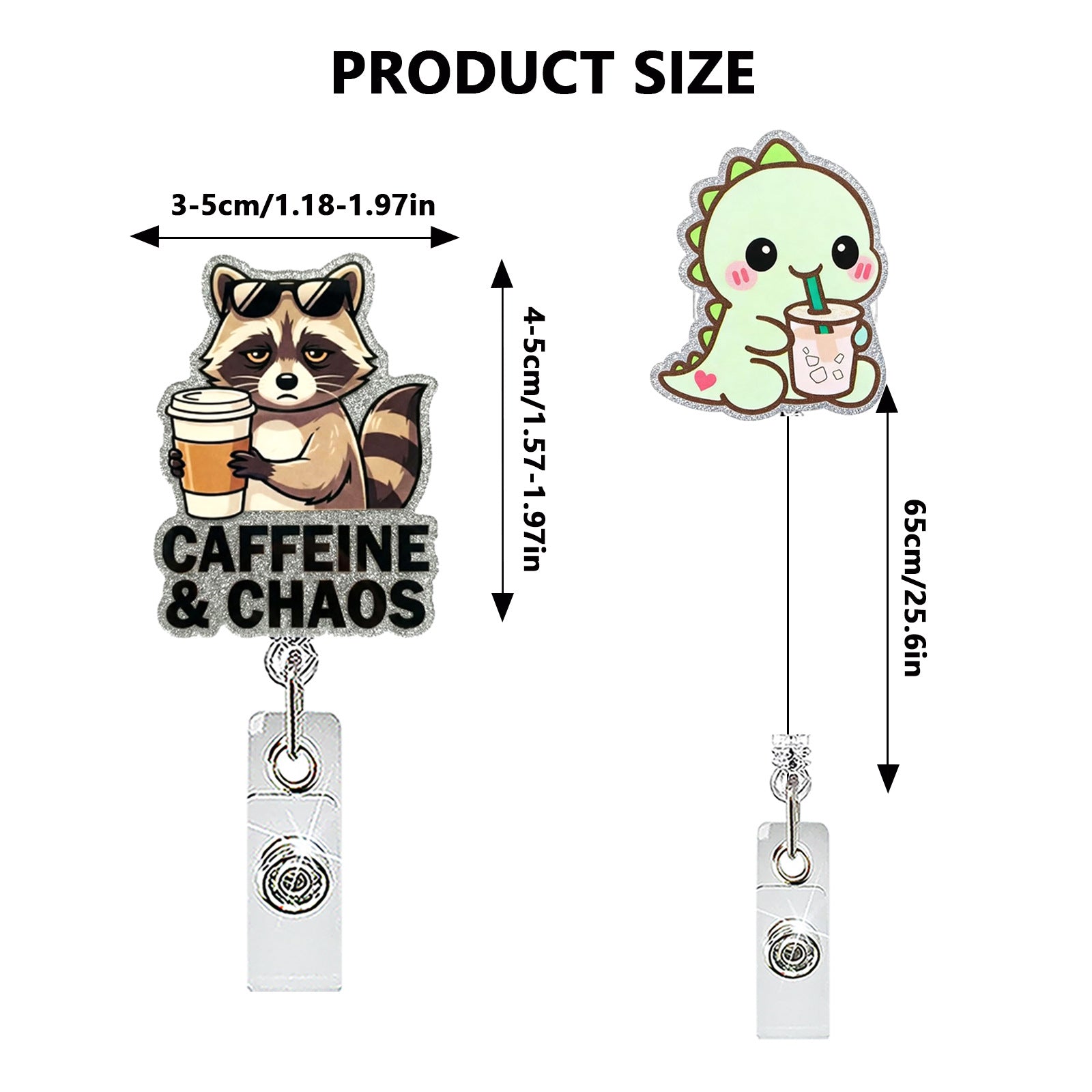 Wholesale Cartoon Dinosaur Frog Mouse Retractable Badge Reel Stylish Acrylic Fashion Accessory