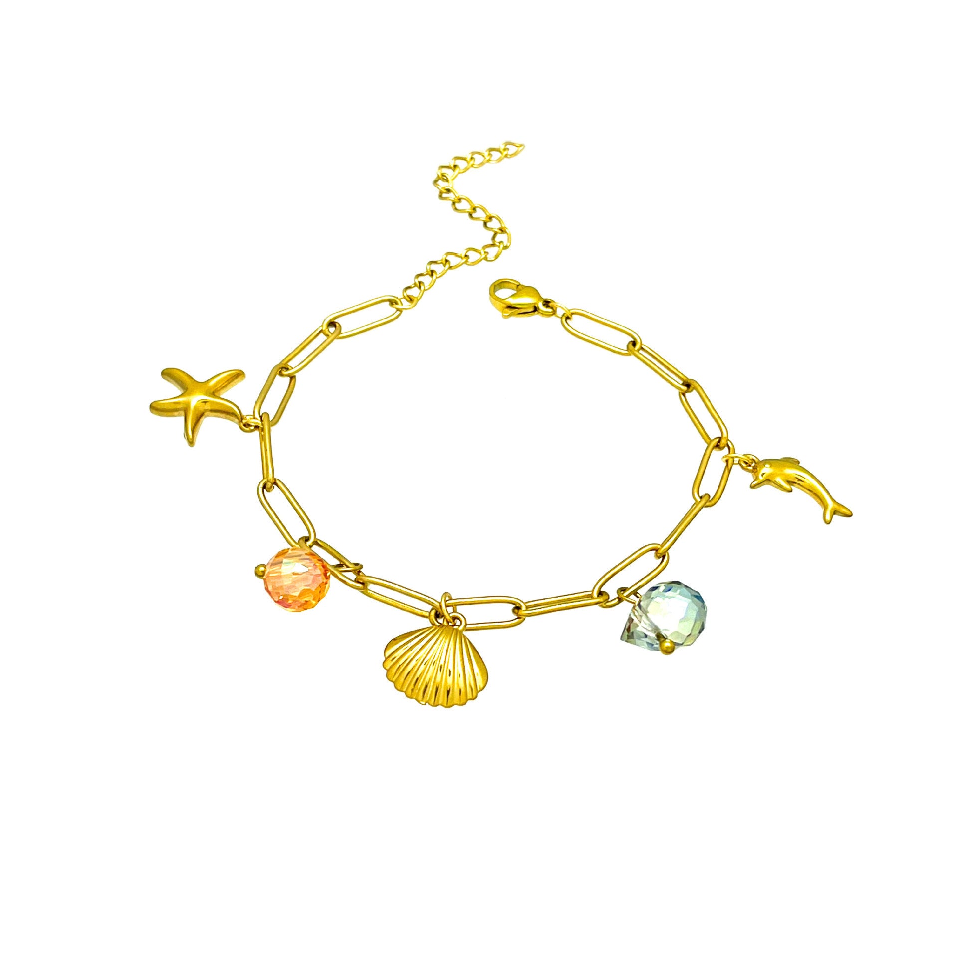 Wholesale elegant minimalist resort style  ocean series stainless steel bracelet