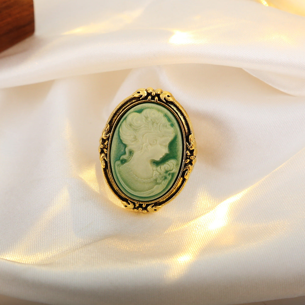 Wholesale Vintage Cameo Oval Portrait Ring Women Retro Court Style Fashion Jewelry Accessory Gift
