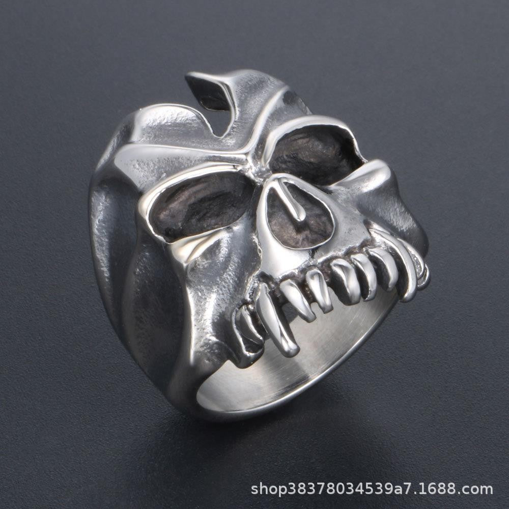 Wholesale Alloy Skull Ghost Head Ring Vintage Punk Adjustable Boutique Resale Jewelry