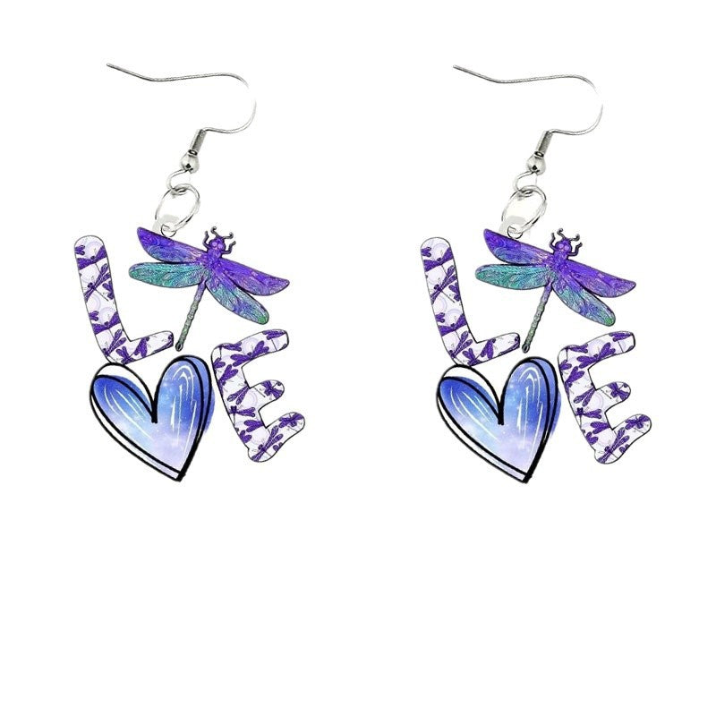 Wholesale Love Heart Purple Valentine's Day Earrings