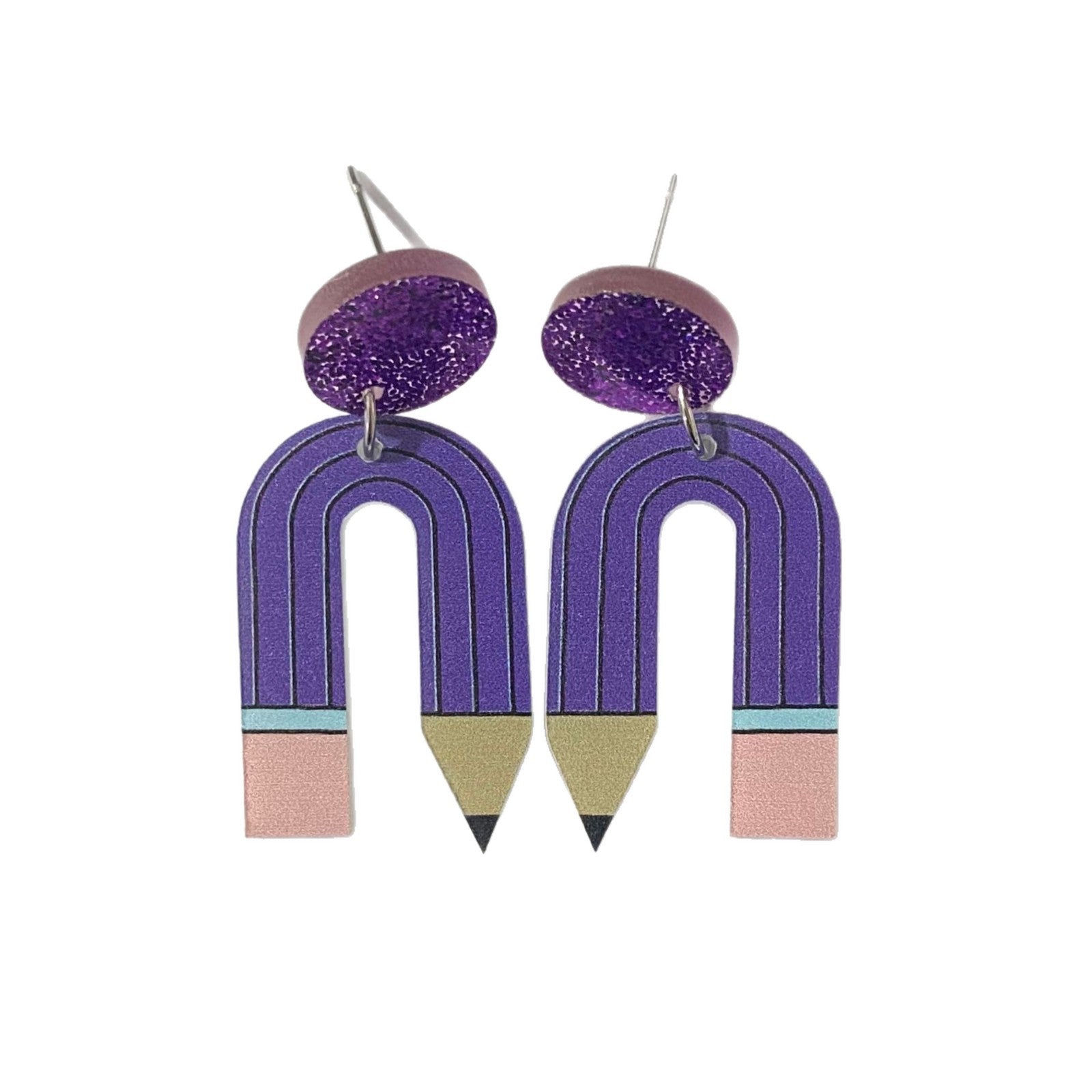 Wholesale Back to Scchool Colored Pencil Print Teacher' s Day Acrylic Earrings