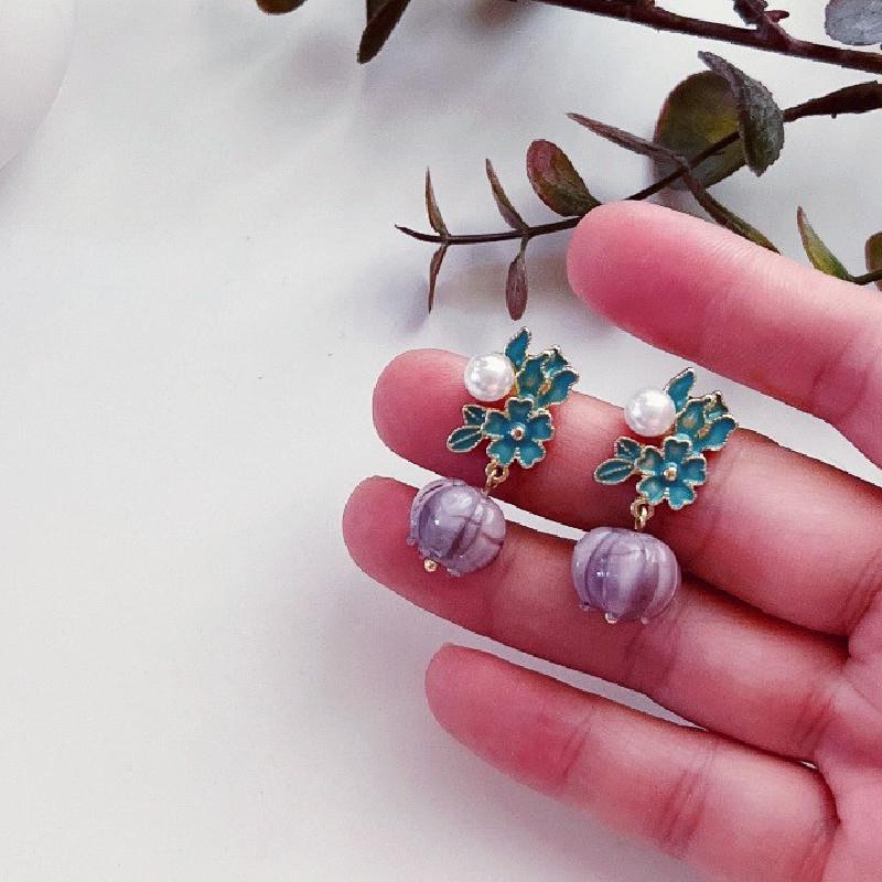 Wholesale  925 silver needle flower earrings