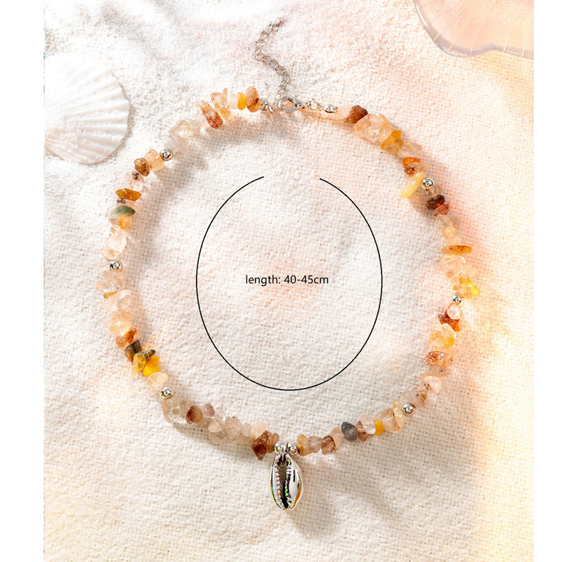 Wholesale Starfish Shell Necklace Adjustable Braided Bracelet Necklace Set ACC-NE-XLH003