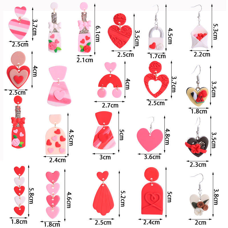 Wholesale Valentine's Day Supply Soft Pottery  Love Earrings