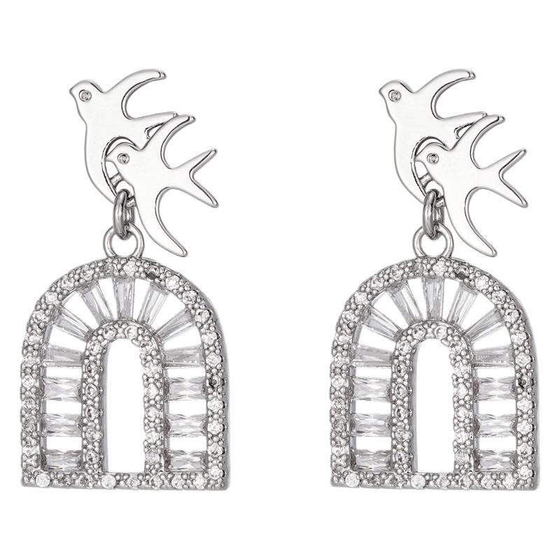 Wholesale  Micro-inlaid Zircon U-shaped Line Earrings