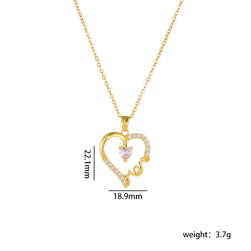 Wholesale Mother's Day Necklace Love Pendant Clavicle Chain Heart Necklace Choker Necklace ACC-NE-Rongc012