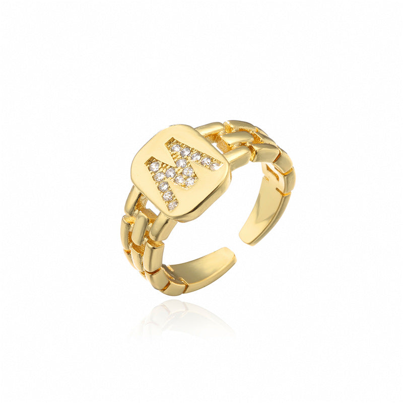 Wholesale 26 Letters Open Adjustable Ring ACC-RS-AoGu007