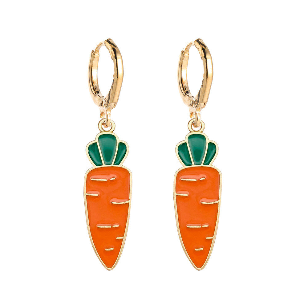 Wholesale Fruit Earrings Lemon Avocado Strawberry Cute Alloy Dripping Oil Earrings ACC-ES-Cheny006