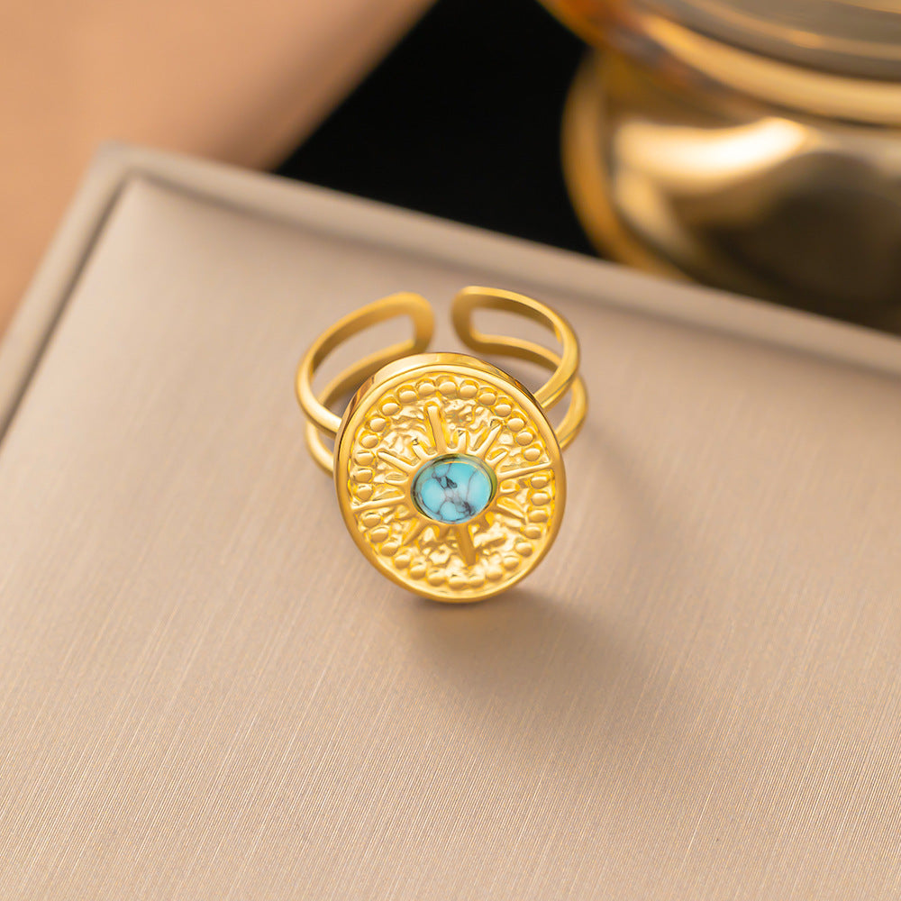 Wholesale Titanium Steel Geometric Open Adjustable Rings ACC-RS-YiBao009