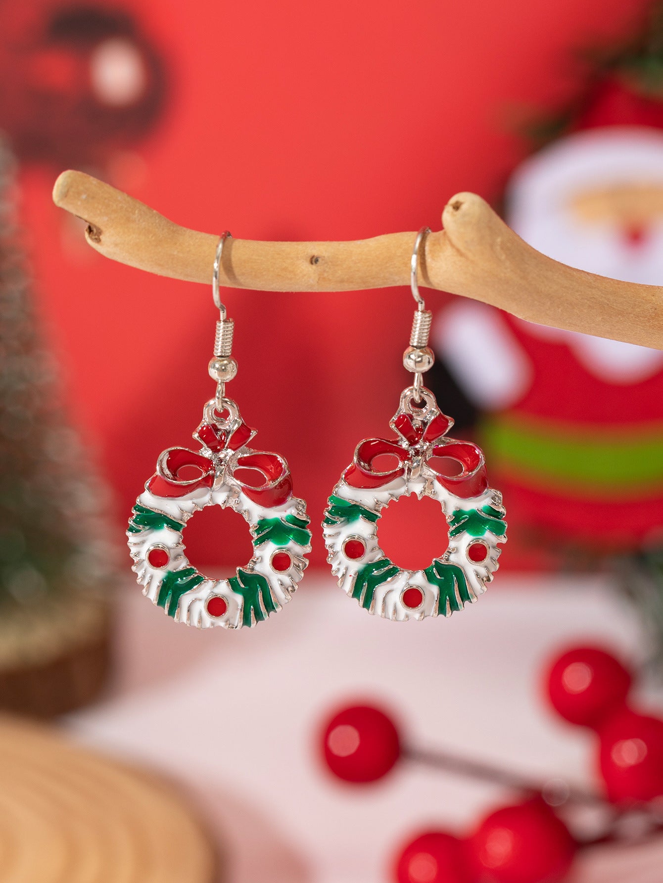 Wholesale Christmas Alloy Oil Drop Earrings ACC-ES-Xunru001