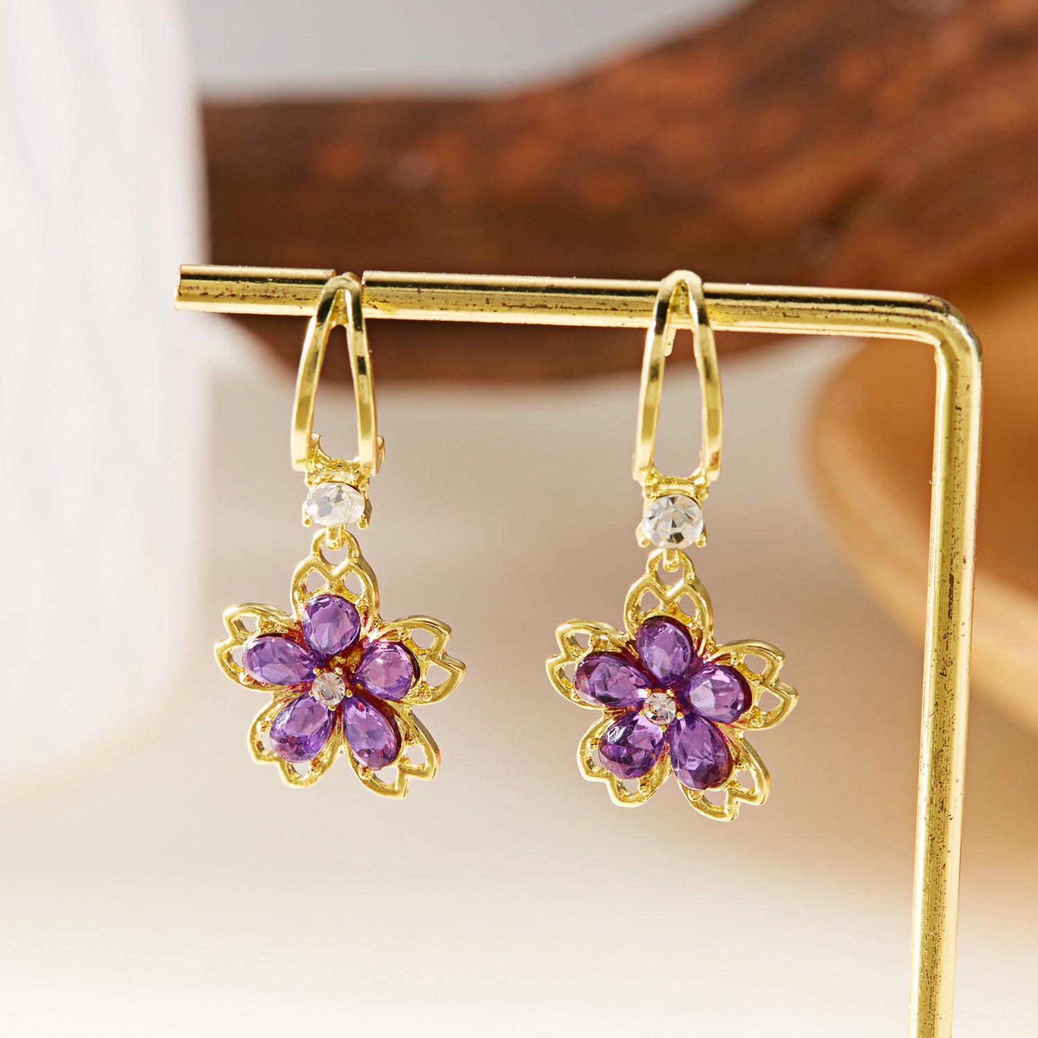 Wholesale  flower earrings  multi-color crystal  earrings