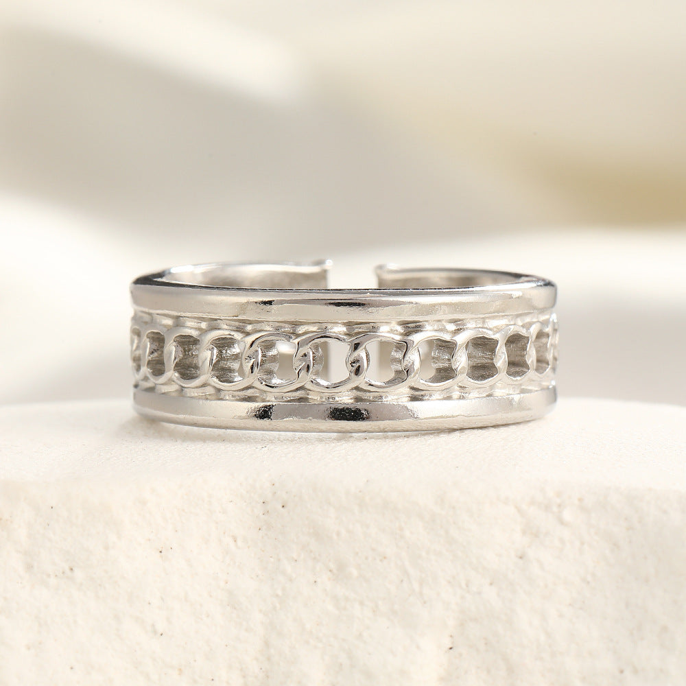 Wholesale Stainless Steel  Irregular Ring Line Ring Hollow Rings  ACC-RS-TaiMei006