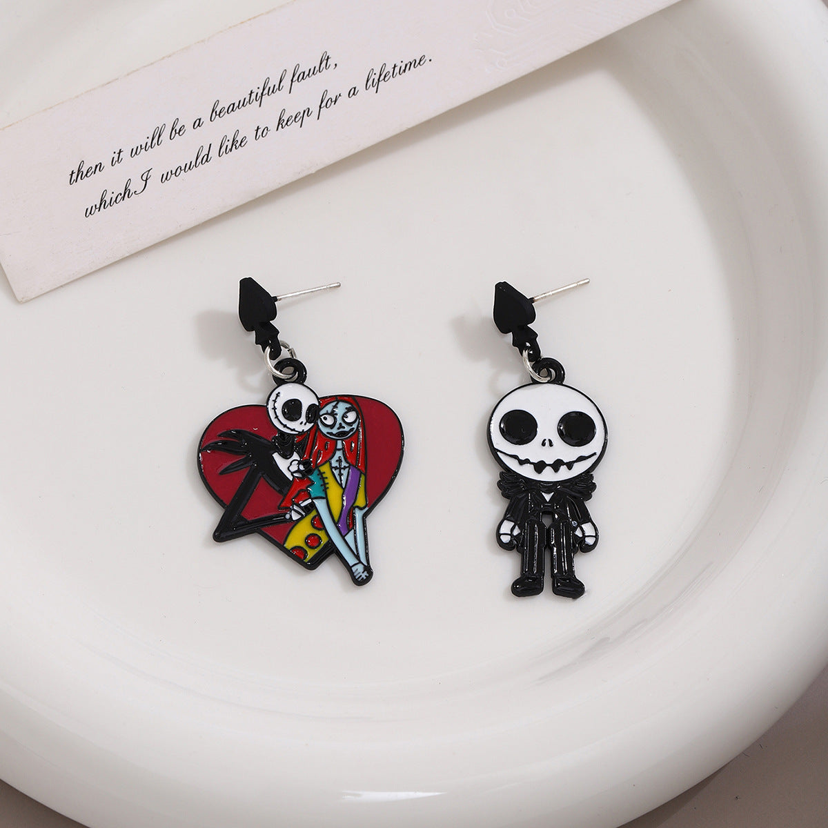 Wholesale Silver Needle  Cartoon Ghost Pumpkin Skull Asymmetric Earrings