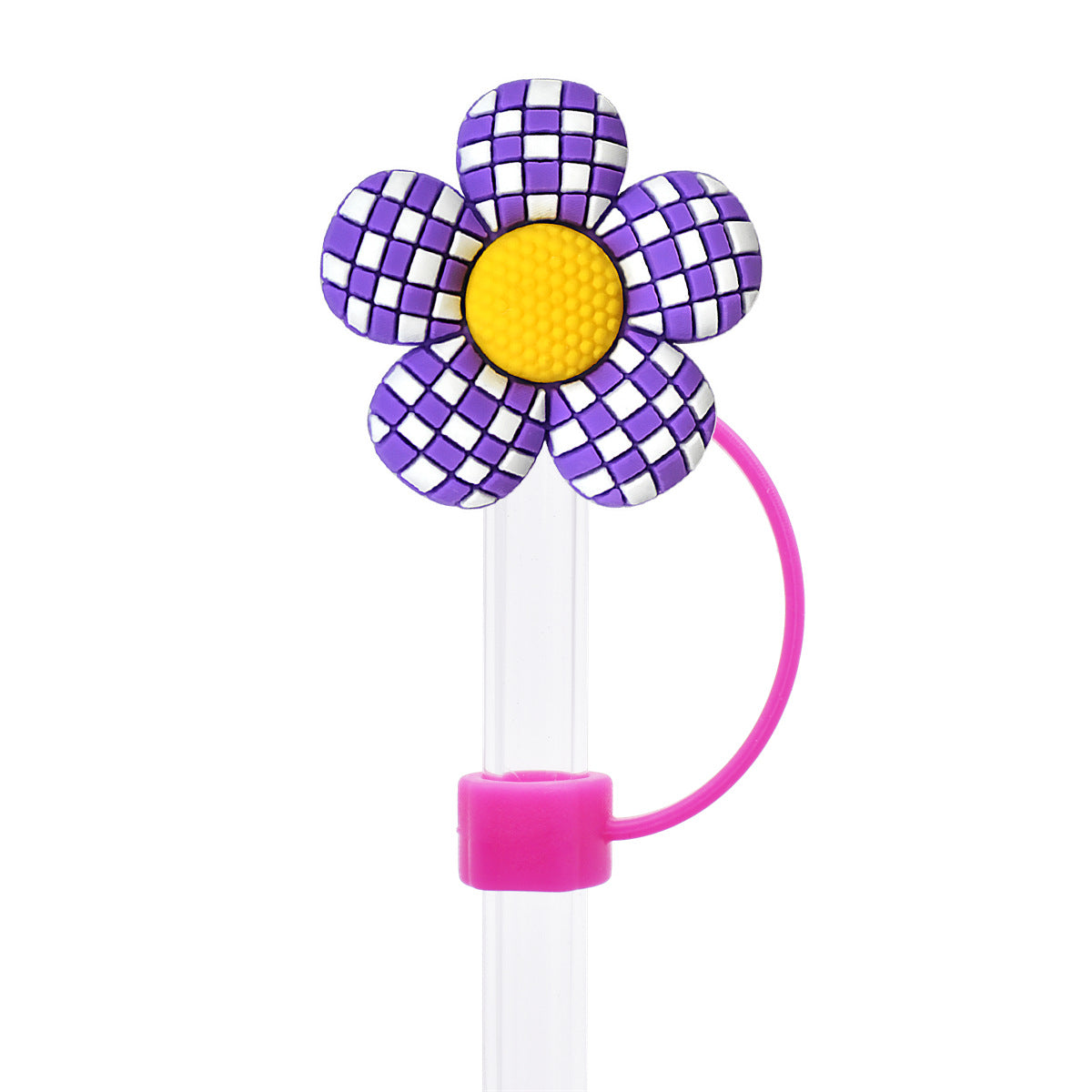 Wholesale Random 100pcs Flower Series 10mm PVC Soft Straw Tube Cap